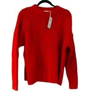 Neiwai Pumpkin Red Mohair Oversized Crewneck Sweater Size Small Reg. $255